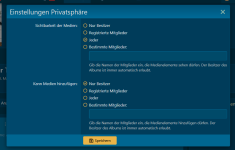 Screenshot der Privatsphäre-Einstellungen der galerie mit der Sichbarkeits-Einstellung Jeder Screenshot der Privatsphäre-Einstellungen der galerie mit der Sichbarkeits-Einstellung Jeder