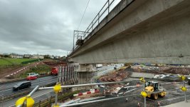 Underside of the exisiting Clifton bridge with M6 and construction site below.jpg